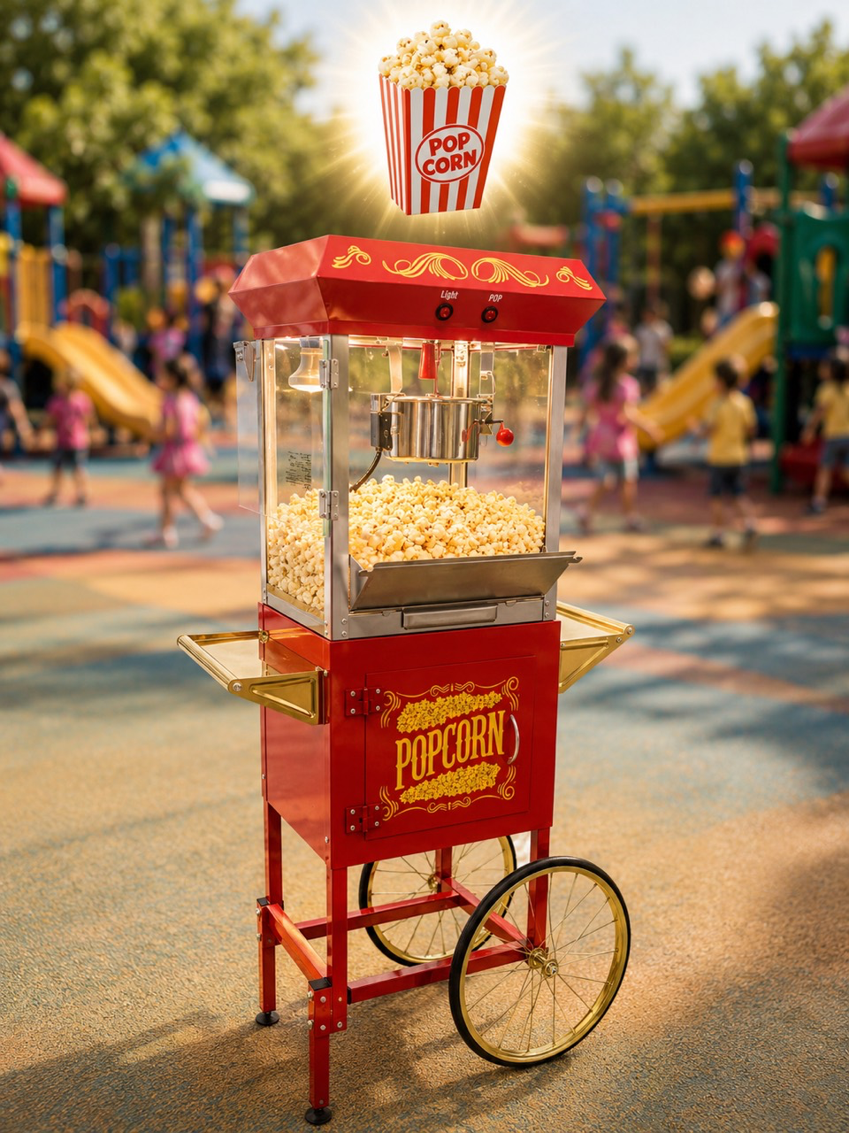 Popcorn Maker rental staged at an outdoor playground event