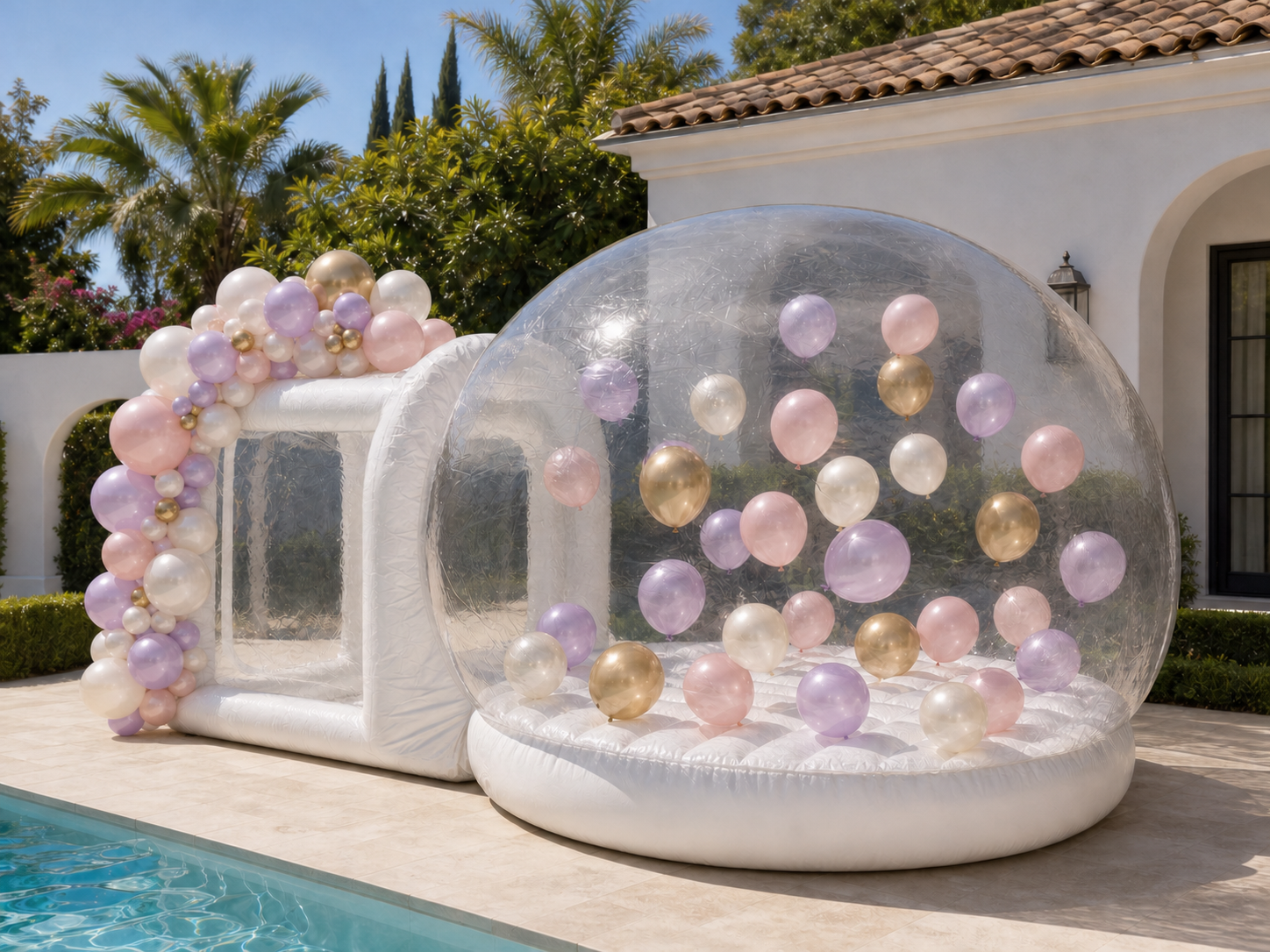 The real Trampoline Bubble House with interior and exterior balloon styling